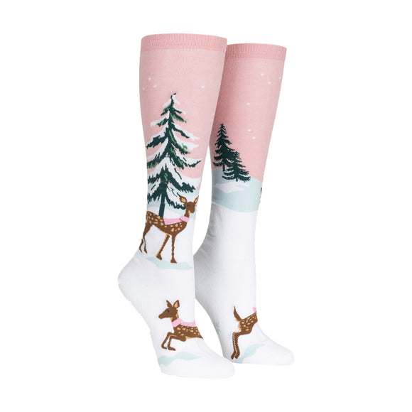 Sock It To Me Women's Funky Knee High Socks - Doe-nt Forget Your Scarf