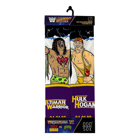 Odd Sox Men's Crew Socks - Ultimate Warrior Vs Hulk Hogan (WWE)