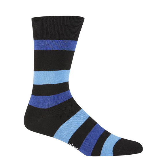 Sock It To Me Men's Crew Socks - Black & Blue Stripe